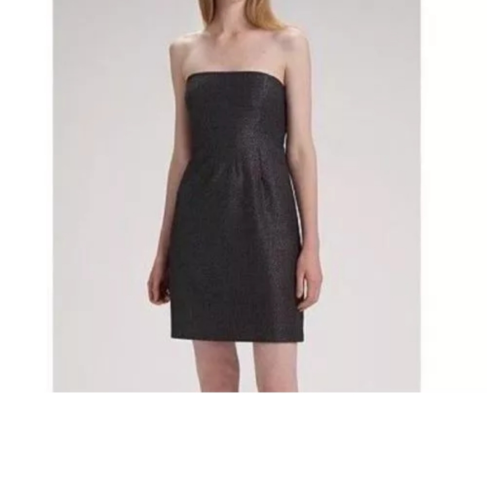 THEORY strapless Mica black shimmer dress